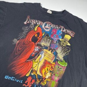 Vintage Insane Clown Posse ICP UnCivil Liberty Black T Shirt 2XL Music Hatchet